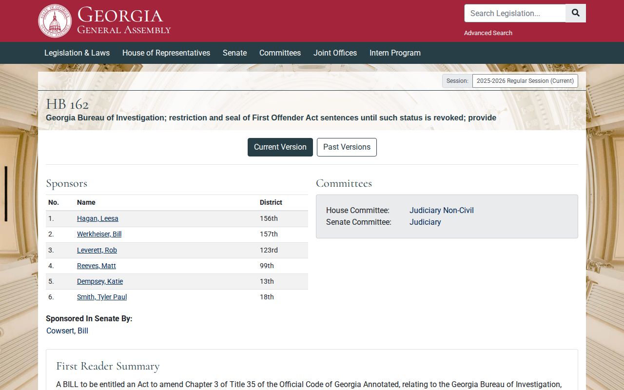 Georgia Act 403 status page for Oconee County record restriction research